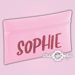 Personalised Any Name Magenta Glitter Pencil Case Kids Office Stationery Back To School Zip School Bag