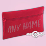 Personalised Any Name Magenta Glitter Pencil Case Kids Office Stationery Back To School Zip School Bag